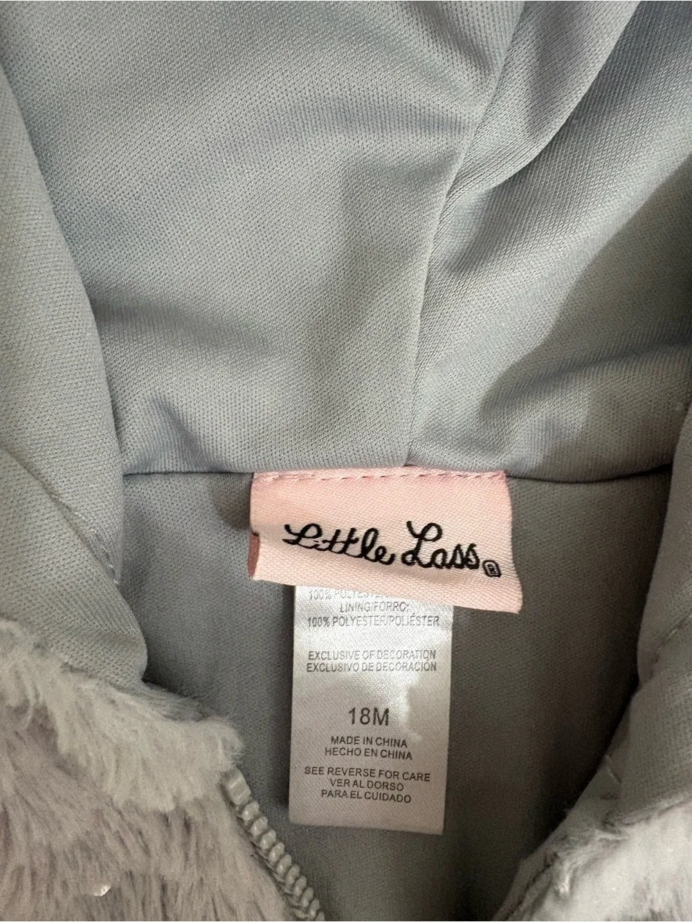 Little Lass Gray Faux Fur Hooded Vest with Satin Bows